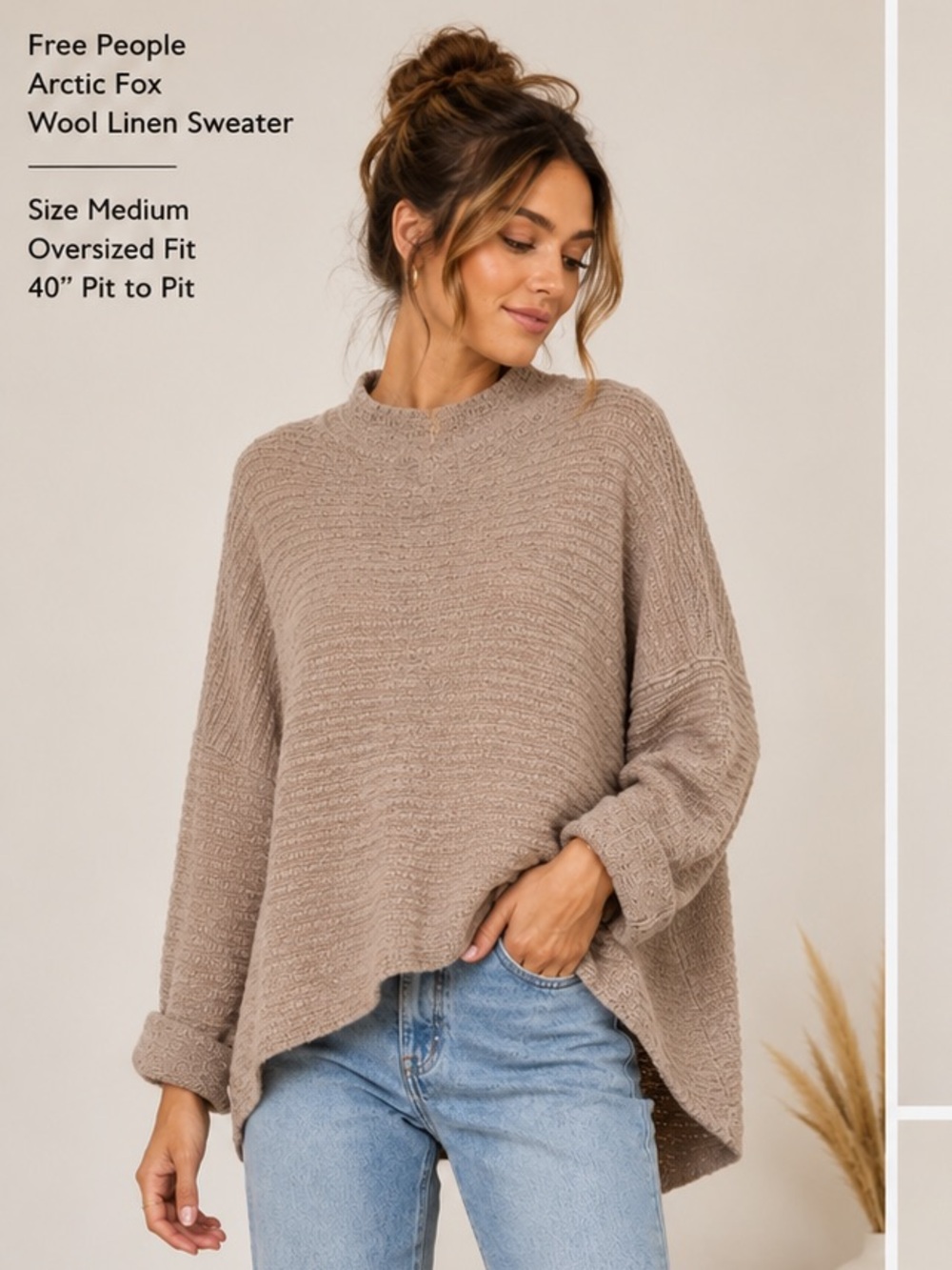 Free People Arctic Fox Wool Blend Sweater – Size Medium oversized